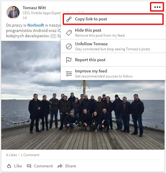 copy link linkedin